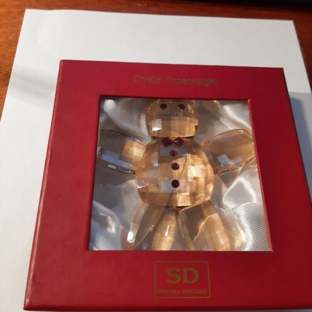 Simon Design Gingerbread Crystal Paperweight NIB